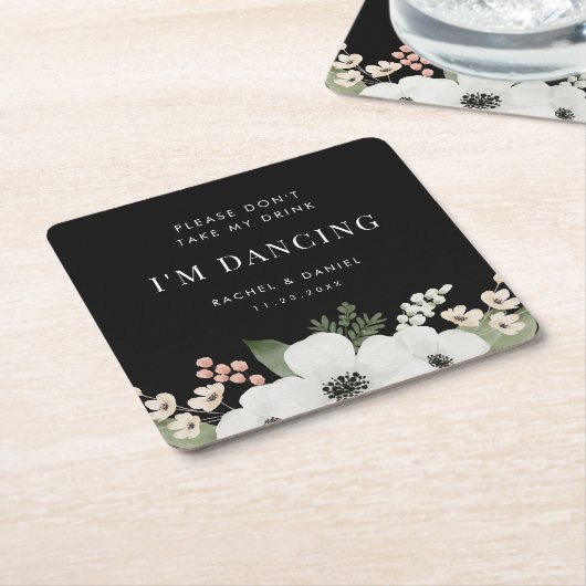 Nimm meinen Drink nicht, ich tanze floral, botanis Rechteckiger Pappuntersetzer (angewinkelt)