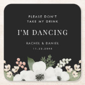 Nimm meinen Drink nicht, ich tanze floral, botanis Rechteckiger Pappuntersetzer (Vorderseite)