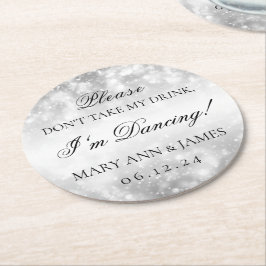 Nimm meinen Drink nicht! Silber-Shimmer-Leuchten Runder Pappuntersetzer