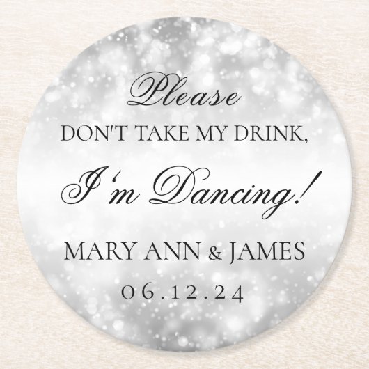 Nimm meinen Drink nicht! Silber-Shimmer-Leuchten Runder Pappuntersetzer (Vorderseite)
