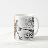 Nimm mich Mädchen und Comic-Held berühren Poster Kaffeetasse (VorderseiteRechts)