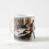 Nimm mich Mädchen und Comic-Held berühren Poster Kaffeetasse (Vorderseite Links)