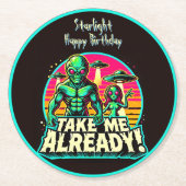 Nimm mich schon! UFO Adventures Runder Pappuntersetzer (Vorderseite)