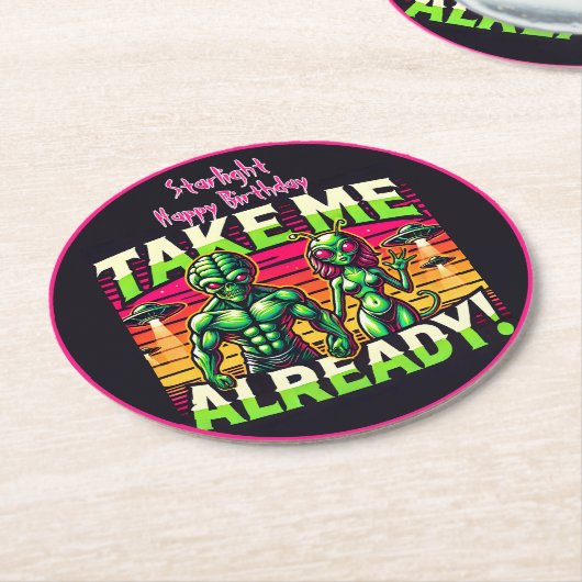 Nimm mich über die Sterne! Runder Pappuntersetzer (Angewinkelt)