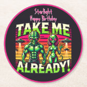 Nimm mich über die Sterne! Runder Pappuntersetzer (Vorderseite)