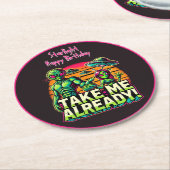 Nimm mich zu kosmischen Abenteuern! Runder Pappuntersetzer (Angewinkelt)