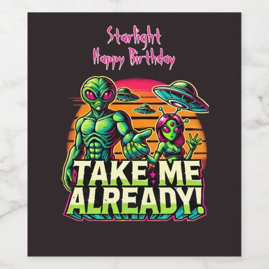 Nimm mich zu kosmischen Abenteuern! Weinetikett (Einzelnes Label)