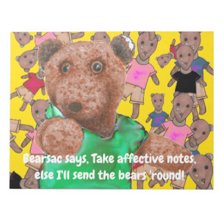 Nimm wirksame Notizen, sonst schicke ich den Bären Notizblock