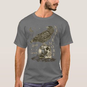 Nimmermehr Rabe Edgar Allan Poe Dark Academia Grau T-Shirt