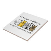 Nimmt ein Dorf Hilfe Obdachlose Katzen Fliese (Seite)