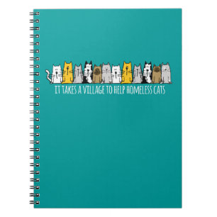 Nimmt ein Dorf Hilfe Obdachlose Katzen Notizblock