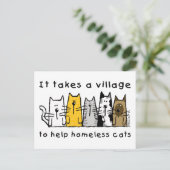 Nimmt ein Dorf Hilfe Obdachlose Katzen Postkarte (Stehend Vorderseite)