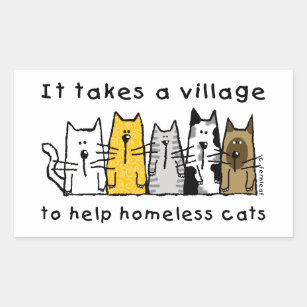 Nimmt ein Dorf Hilfe Obdachlose Katzen Rechteckiger Aufkleber