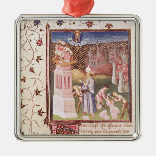 Nimrod, der das Gebäude des Turms von Ornament Aus Metall (Vorne)