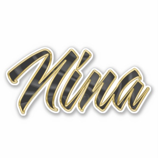 Nina black gold Lettering Aufkleber Sticker (Vorderseite)