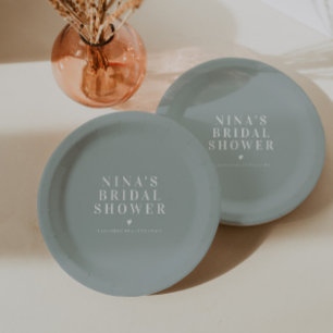 NINA Minimalistisches Bohemisch Sage Green Brautpa Pappteller