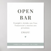 NINA Modern Sage Green Open Bar Wedding Sign Poster (Vorne)