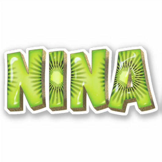 Nina Name Kiwi Design Aufkleber Sticker (Vorderseite)