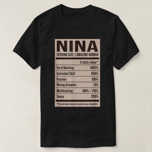 Nina Nutrition Fakten Name Nickname Alias Titel Fr T-Shirt (Design vorne)