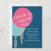 Nina o Nino Gender Reveal Tassel Balloon Navy Einladung (Vorderseite)