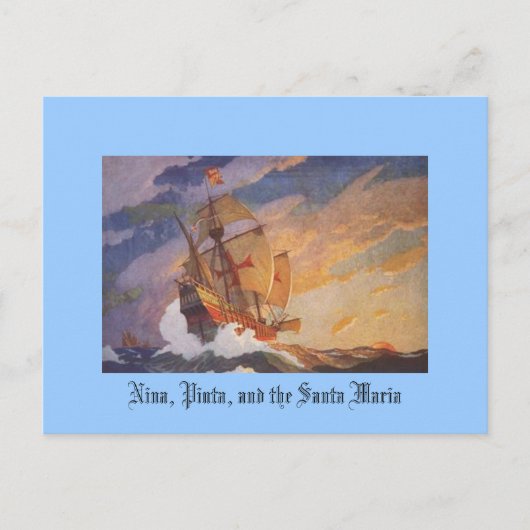 Nina, Pinta und die Santa Maria Postkarte (Vorderseite)