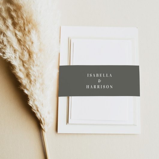 NINA Sage Green Bohemische Minimalistische Bauchba Einladungsbanderole