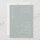 NINA Sage Green Minimal Bohemisch Hochzeitsprogram Einladung (Vorderseite)