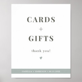 NINA Sage Green Moderne Karten und Geschenke-Zeich Poster