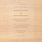 Nina Simple Elegant Wedding Acryleinladungen (Vorderseite)