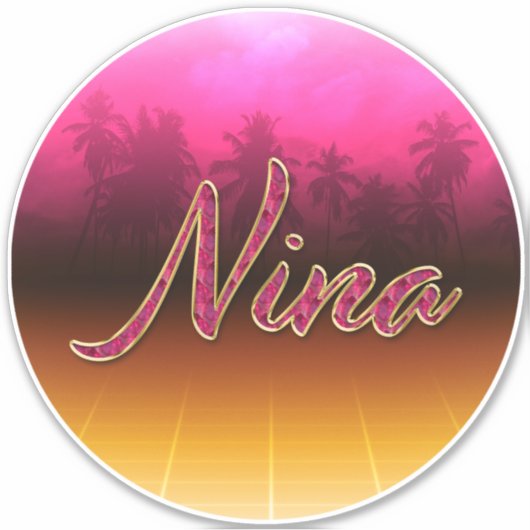 Nina Vorname Name golden pink Aufkleber Sticker (Vorderseite)
