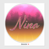 Nina Vorname Name golden pink Aufkleber Sticker (Blatt)