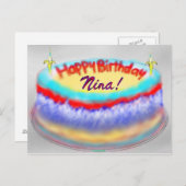Ninas Geburtstagskuchen Postkarte (Vorne/Hinten)