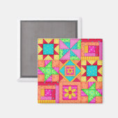 Nine Block Quilt Patchwork Blocks Art Magnet (Vorderseite/Rückseite)