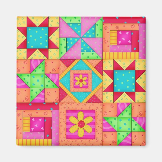 Nine Block Quilt Patchwork Blocks Art Magnet (Vorne)