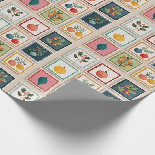 Nine Christmas Ornaments in Bold Frames Geschenkpapier (Ecke)