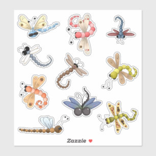 Nine Colorful Dragonflies Vinyl Aufkleber