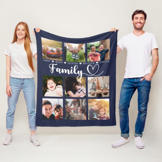 Nine Fotomaterial Collage, Navy Blue Family Erinne Fleecedecke (Beispiel)