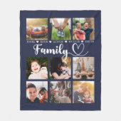 Nine Fotomaterial Collage, Navy Blue Family Erinne Fleecedecke (Vorderseite)