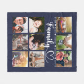 Nine Fotomaterial Collage, Navy Blue Family Erinne Fleecedecke (Vorderseite (Horizontal))