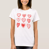 Nine Hearts Valentinstag Whimsical T-Shirt (Vorderseite)