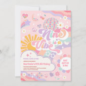 Nine Is A Vibe Disco Rainbow Sun 9th Birthday Einladung (Vorderseite)