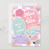 Nine is a Vibe Rainbow Daisy Birthday Einladung (Vorderseite)