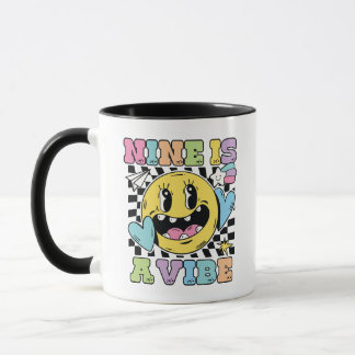 Nine Is A Vibe Retro 9. Geburtstag Smiley Tasse