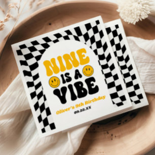Nine Is A Vibe Retro Neunter 9. Geburtstagsparty Serviette