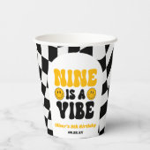 Nine Is A Vibe Retro Ninth 9th Birthday Party Pappbecher (Rückseite)