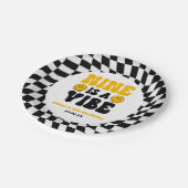 Nine Is A Vibe Retro Ninth 9th Birthday Party Pappteller (Schrägansicht)