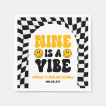 Nine Is A Vibe Retro Ninth 9th Birthday Party