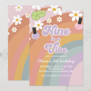 Nine is a vibe Spa Regenbogen 9. Geburtstag Einladung
