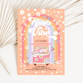 Nine ist ein Vibe Daisy Groovy Van 9th Geburtstag Einladung