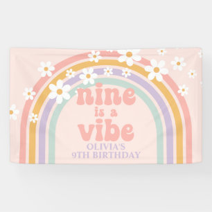 Nine ist ein Vibe Pastel Regenbogen 9. Geburtstag Banner